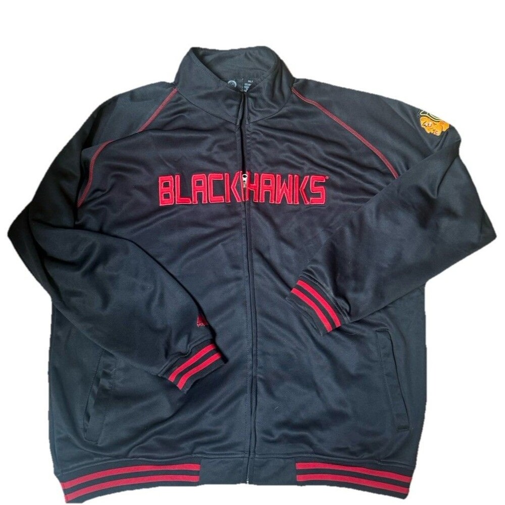 Chicago Blackhawks Jacket Mens 3XLT Black Full Zip NHL Hockey
